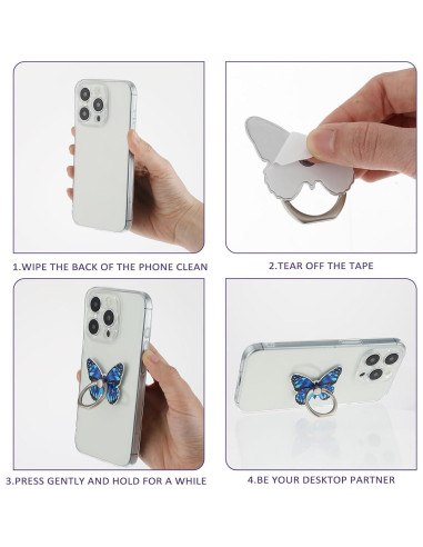 Soporte de Anillo para Teléfono Mariposa Mabor Azul 360