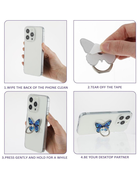 Soporte de Anillo para Teléfono Mariposa Mabor Azul 360