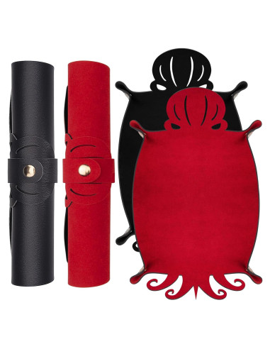 Bandeja de Dados SIQUK Pulpo 2 Piezas PU Negro Rojo