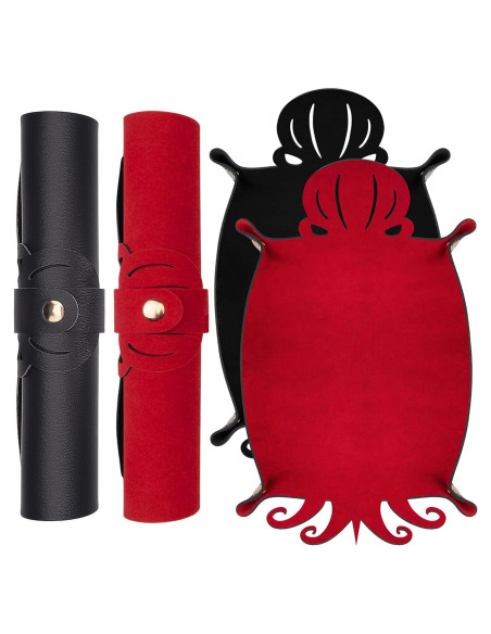 Bandeja de Dados SIQUK Pulpo 2 Piezas PU Negro Rojo