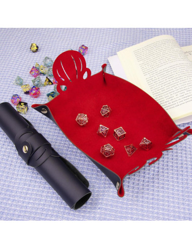 Bandeja de Dados SIQUK Pulpo 2 Piezas PU Negro Rojo