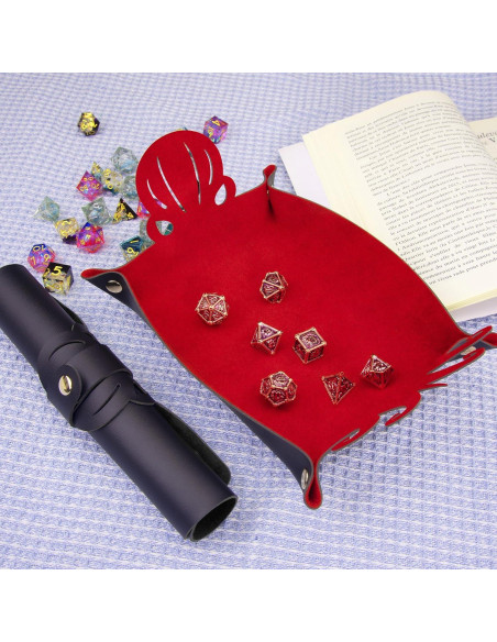 Bandeja de Dados SIQUK Pulpo 2 Piezas PU Negro Rojo