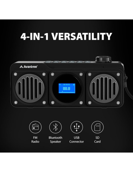 Avantree Boombyte - Radio FM Digital Portátil Bluetooth 4 en 1