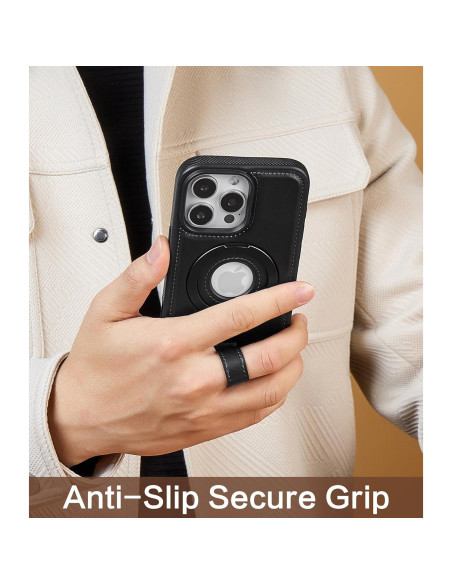 Funda de Cuero con Soporte Magnético para iPhone 16 Pro - BUTAIGA
