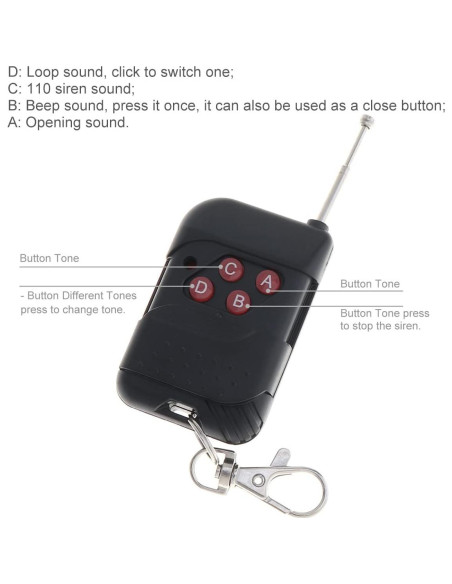 Sirena de Coche ePathChina 12V 100W 7 Tonos Control Remoto