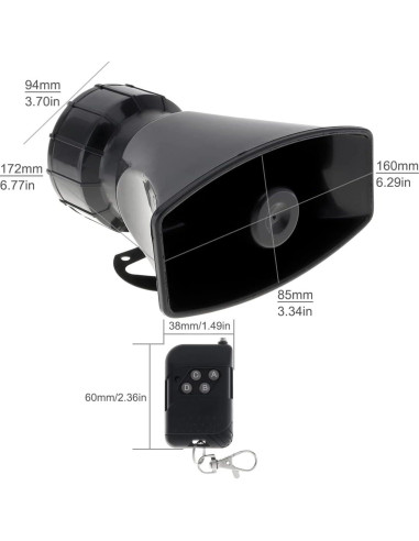 Sirena de Coche ePathChina 12V 100W 7 Tonos Control Remoto
