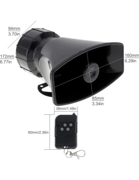 Sirena de Coche ePathChina 12V 100W 7 Tonos Control Remoto