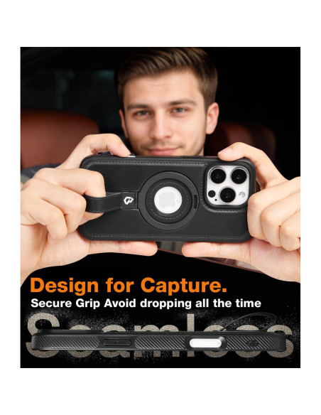 Funda de Cuero con Soporte Magnético para iPhone 16 Pro - BUTAIGA