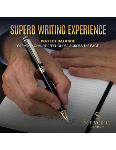 Bolígrafo de Lujo Scriveiner Negro con Oro - Recarga Schmidt