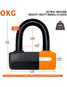 Candado U Pequeño OKG Alta Resistencia 18mm Antirrobo 2