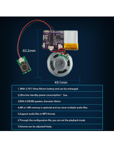 Módulo de Sonido MP3 JRGKJCP JR-JX7004, 16MB, Recargable 2