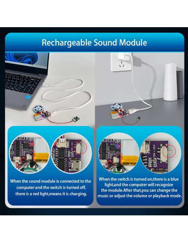 Módulo de Sonido MP3 JRGKJCP JR-JX7004, 16MB, Recargable