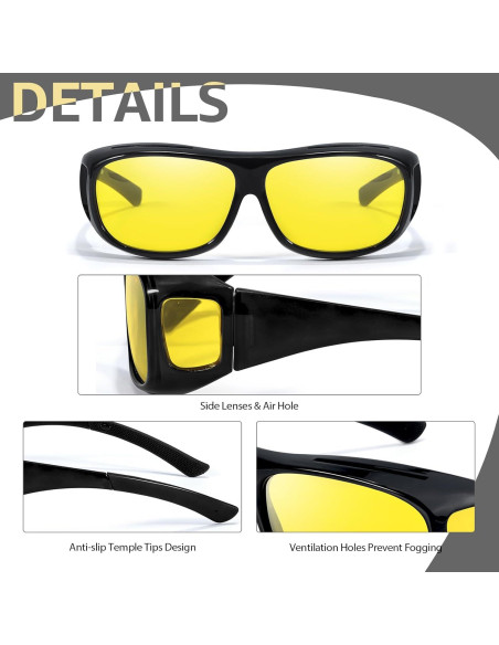 Gafas de Visión Nocturna Myiaur Polarizadas UV400 Negras/Amarillas