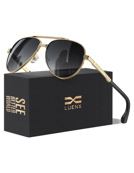 Gafas de sol LUENX Aviador Polarizadas UV400 para Hombres y Mujeres Gafas de sol LUENX Aviador Polarizadas UV400 para Hombres y Mujeres