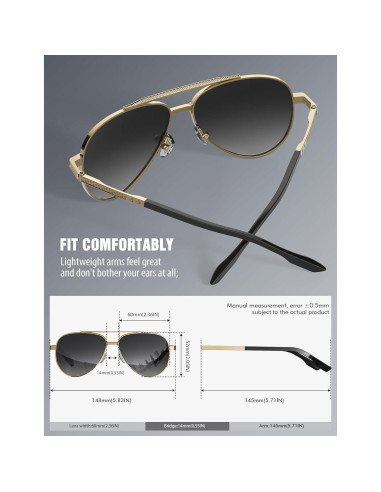 Gafas de sol LUENX Aviador Polarizadas UV400 para Hombres y Mujeres