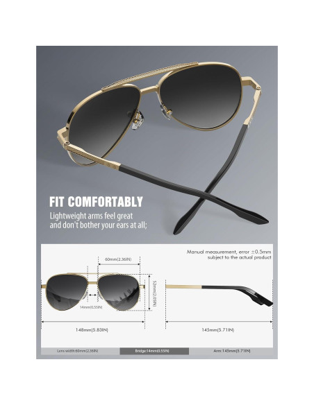 Gafas de sol LUENX Aviador Polarizadas UV400 para Hombres y Mujeres Gafas de sol LUENX Aviador Polarizadas UV400 para Hombres y Mujeres