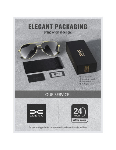 Gafas de sol LUENX Aviador Polarizadas UV400 para Hombres y Mujeres