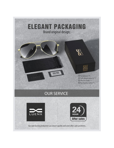 Gafas de sol LUENX Aviador Polarizadas UV400 para Hombres y Mujeres Gafas de sol LUENX Aviador Polarizadas UV400 para Hombres y Mujeres