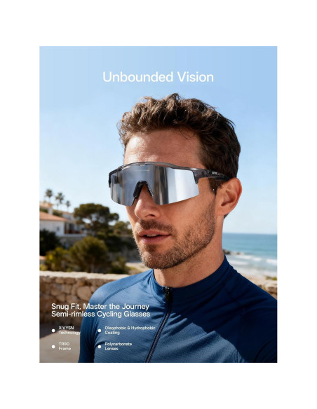 Gafas de Ciclismo KAPVOE UV400 con 3 Lentes Intercambiables