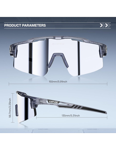 Gafas de Ciclismo KAPVOE UV400 con 3 Lentes Intercambiables