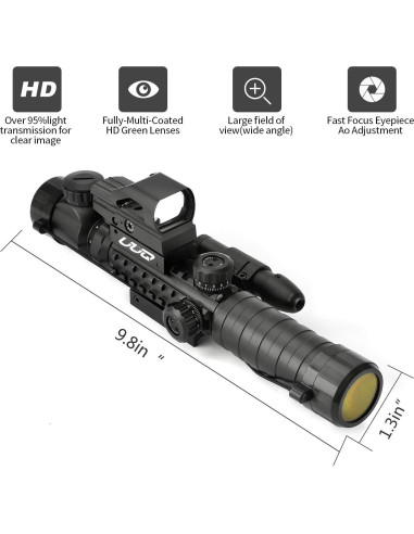 Mira Táctica UUQ 3-9X32EG con Visor Lásser Verde y Rojo