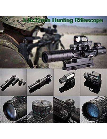 Mira Táctica UUQ 3-9X32EG con Visor Lásser Verde y Rojo