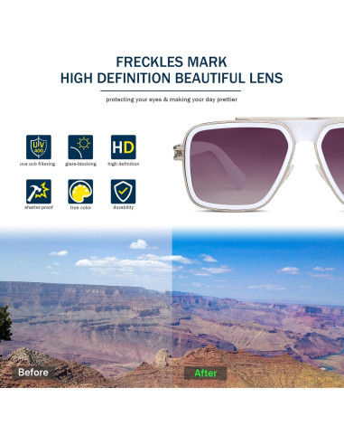 Gafas de sol retro unisex Freckles Mark UV400 cuadradas