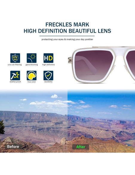 Gafas de sol retro unisex Freckles Mark UV400 cuadradas