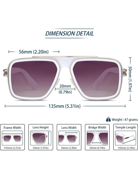 Gafas de sol retro unisex Freckles Mark UV400 cuadradas