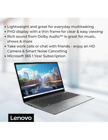 Laptop Lenovo IdeaPad 1 15.6" FHD, 12GB RAM, 512GB SSD, Windows 11