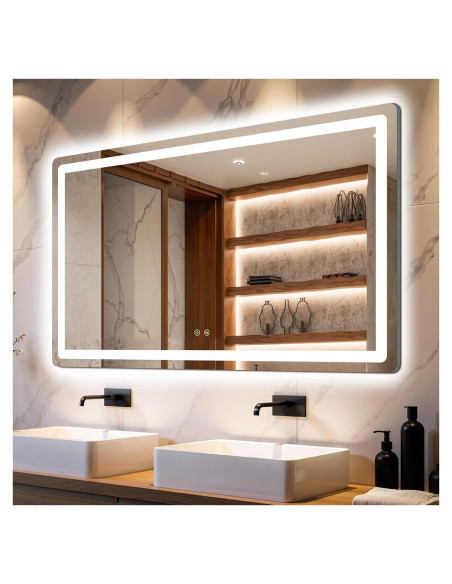 Espejo de Baño LED Delma 30x50 cm, Anti-vaho, 3 Modos de Luz