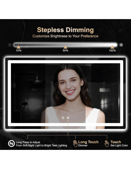 Espejo de Baño LED Delma 30x50 cm, Anti-vaho, 3 Modos de Luz