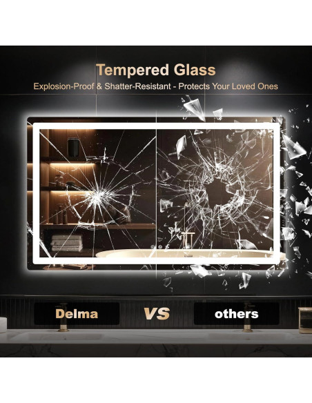 Espejo de Baño LED Delma 30x50 cm, Anti-vaho, 3 Modos de Luz