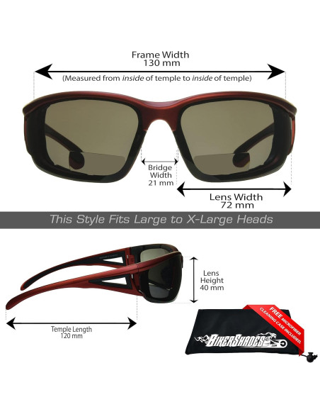 Gafas de sol bifocales de seguridad Bikershades +2.50 con acolchado