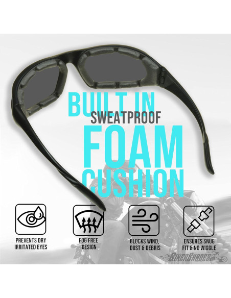 Gafas de sol bifocales de seguridad Bikershades +2.50 con acolchado