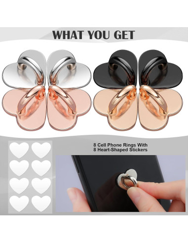 Anillo Adhesivo para Teléfono Moxweyeni - 8 Pcs Corazón