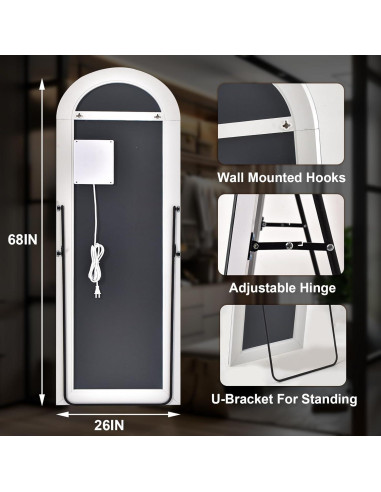 Espejo de Cuerpo Completo Easly 172.72x66.04 cm LED 3 Colores