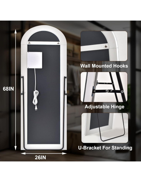 Espejo de Cuerpo Completo Easly 172.72x66.04 cm LED 3 Colores