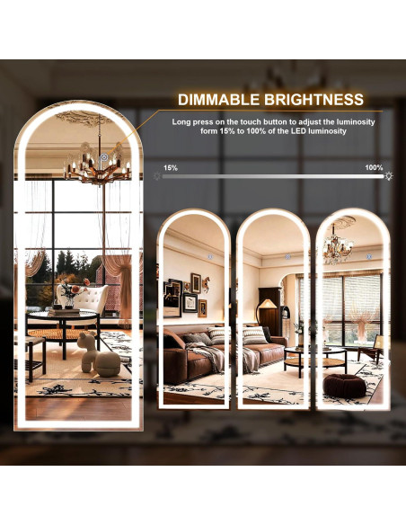 Espejo de Cuerpo Completo Easly 172.72x66.04 cm LED 3 Colores