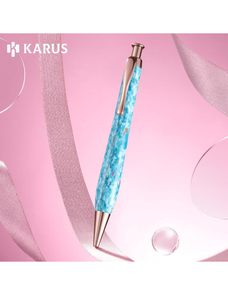 Pluma Recargable KARUS Azul con Tinta Negra 1.0mm Ergonomica
