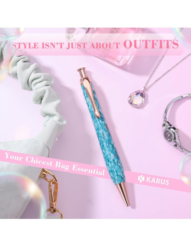 Pluma Recargable KARUS Azul con Tinta Negra 1.0mm Ergonomica