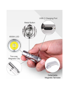 Linterna de Llavero RovyVon A2-G4 Recargable USB C 650 Lúmenes 2