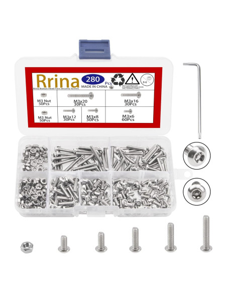 Juego de Tornillos de Seguridad Torx M3 de Acero Inoxidable 304 - 280 Piezas