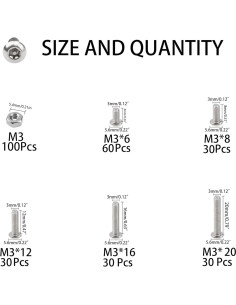 Juego de Tornillos de Seguridad Torx M3 de Acero Inoxidable 304 - 280 Piezas 2