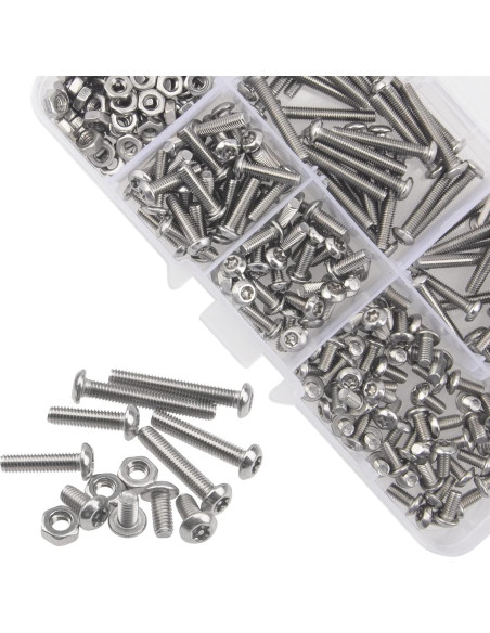 Juego de Tornillos de Seguridad Torx M3 de Acero Inoxidable 304 - 280 Piezas