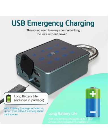 Candado Inteligente UCB Bluetooth con Teclado Táctil 10.8x5.5cm