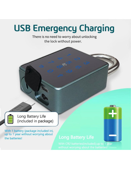 Candado Inteligente UCB Bluetooth con Teclado Táctil 10.8x5.5cm Candado Inteligente UCB Bluetooth con Teclado Táctil 10.8x5.5cm