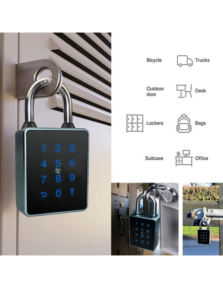 Candado Inteligente UCB Bluetooth con Teclado Táctil 10.8x5.5cm Candado Inteligente UCB Bluetooth con Teclado Táctil 10.8x5.5cm