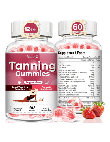 Gomitas Bronceadoras para Mujeres - Sabor Fresa, 120 Unidades