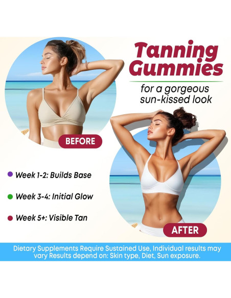 Gomitas Bronceadoras para Mujeres - Sabor Fresa, 120 Unidades